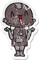 distressed sticker of a cartoon robot png