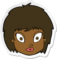 sticker of a cartoon surprised female face png