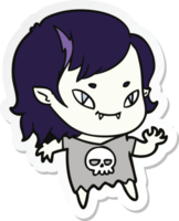 sticker of a cartoon friendly vampire girl waving png