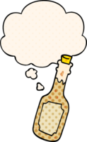 cartoon beer bottle with thought bubble in comic book style png