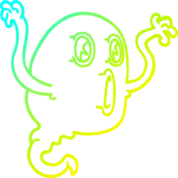 cold gradient line drawing of a cartoon ghost png