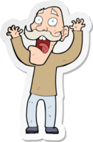 sticker of a cartoon old man getting a fright png