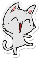 sticker of a happy cartoon cat meowing png