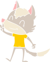 freundlicher Cartoon-Wolf im flachen Farbstil png