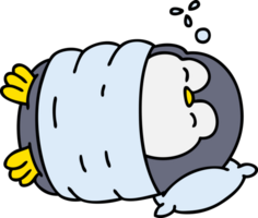 cartoon of a cute christmas penguin sleeping png