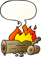 cartoon camp fire with speech bubble in smooth gradient style png