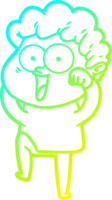 cold gradient line drawing of a cartoon happy man png