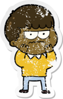 distressed sticker of a cartoon annoyed man png