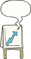 cartoon business chart with arrow with speech bubble png