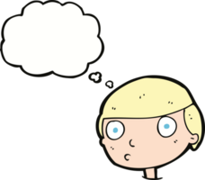 cartoon boy staring with thought bubble png