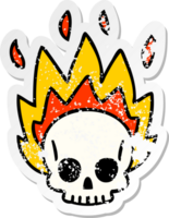 distressed sticker of a quirky hand drawn cartoon skull png