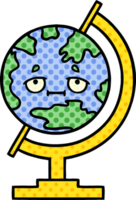 comic book style cartoon of a globe of the world png