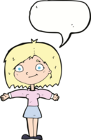 tecknad serie Lycklig flicka med Tal bubbla png