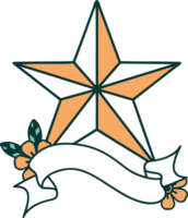 tatuaje tradicional con estandarte de una estrella png