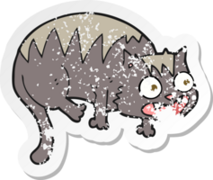 retro distressed sticker of a cartoon cat png