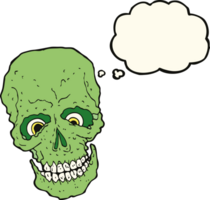 cartoon spooky skull with thought bubble png