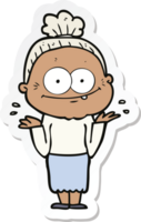 sticker of a cartoon happy old woman png