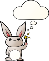 cute cartoon rabbit with thought bubble in smooth gradient style png