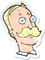 retro distressed sticker of a cartoon man with mustache png