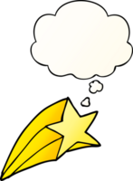 cartoon shooting star with thought bubble in smooth gradient style png