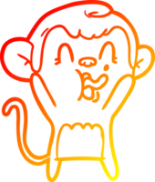 warm gradient line drawing of a crazy cartoon monkey png