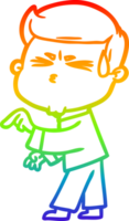 rainbow gradient line drawing of a cartoon man sweating png