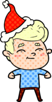 contento mano disegnato comico libro stile illustrazione di un' uomo indossare Santa cappello png