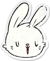 distressed sticker of a cartoon rabbit face png