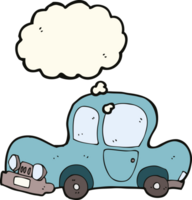 Cartoon-Auto mit Gedankenblase png