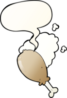 cartone animato pollo gamba con discorso bolla nel liscio pendenza stile png