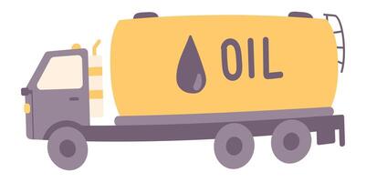 Oil tank truck in flat design. Gasoline transportation at car tanker. illustration isolated. vector