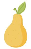 Yellow pear in flat design. Healthy juicy fruit, organic fresh dessert. illustration isolated. vector