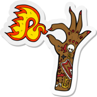 sticker of a cartoon tattoo arm fire symbol png