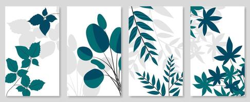 Abstract botanical wall art set. illustration in scandinavian design vector