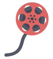 Movie reel in flat design. Retro cinema canister with footage filmstrip. illustration isolated. vector