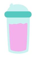 Protein drink cup in flat design. Sport supplement cocktail in container. illustration isolated. vector