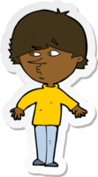 sticker of a cartoon suspicious man looking over shoulder png