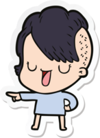 sticker of a cute cartoon girl with hipster haircut png