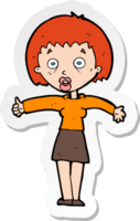 sticker of a cartoon amazed woman png