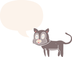 feliz desenho animado gato com discurso bolha dentro retro estilo png