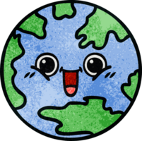 retro grunge texture cartoon of a planet earth png