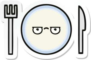 sticker of a cute cartoon dinner plate png