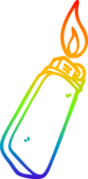 rainbow gradient line drawing of a cartoon disposable lighter png