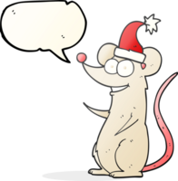 hand drawn speech bubble cartoon mouse wearing christmas hat png