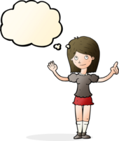 cartoon woman explaining idea with thought bubble png