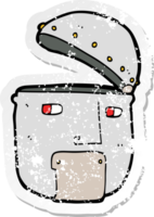 retro distressed sticker of a cartoon robot head png