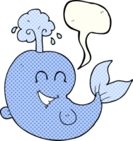 hand drawn comic book speech bubble cartoon whale spouting water png