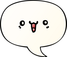 happy cartoon face with speech bubble in smooth gradient style png