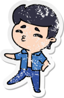 distressed sticker cartoon illustration kawaii 1950 cute boy png