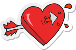 sticker of a cartoon arrow through heart cartoon png